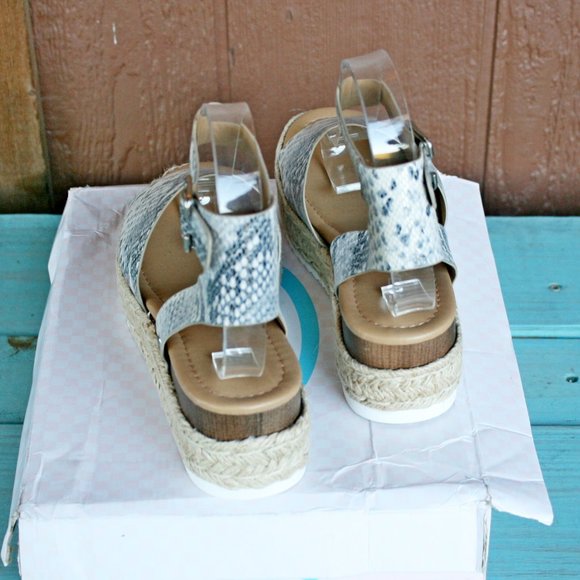 SODA Topic Sandals Espadrille Python Beige NEW - Picture 3 of 9